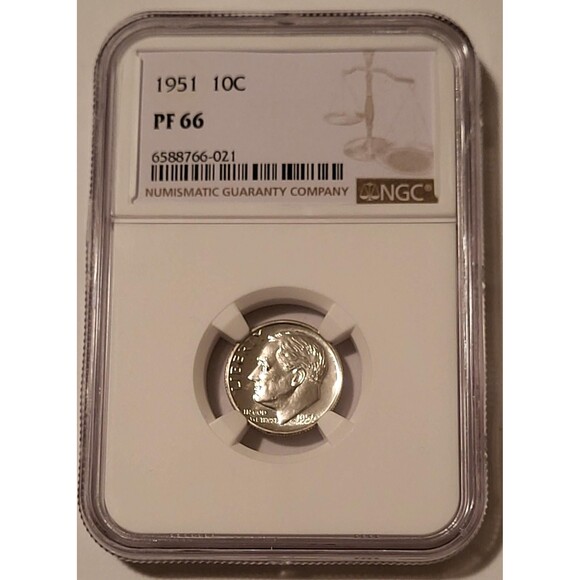 1951 Roosevelt Dime PF66 NGC Low Proof Mintage - Picture 1 of 2